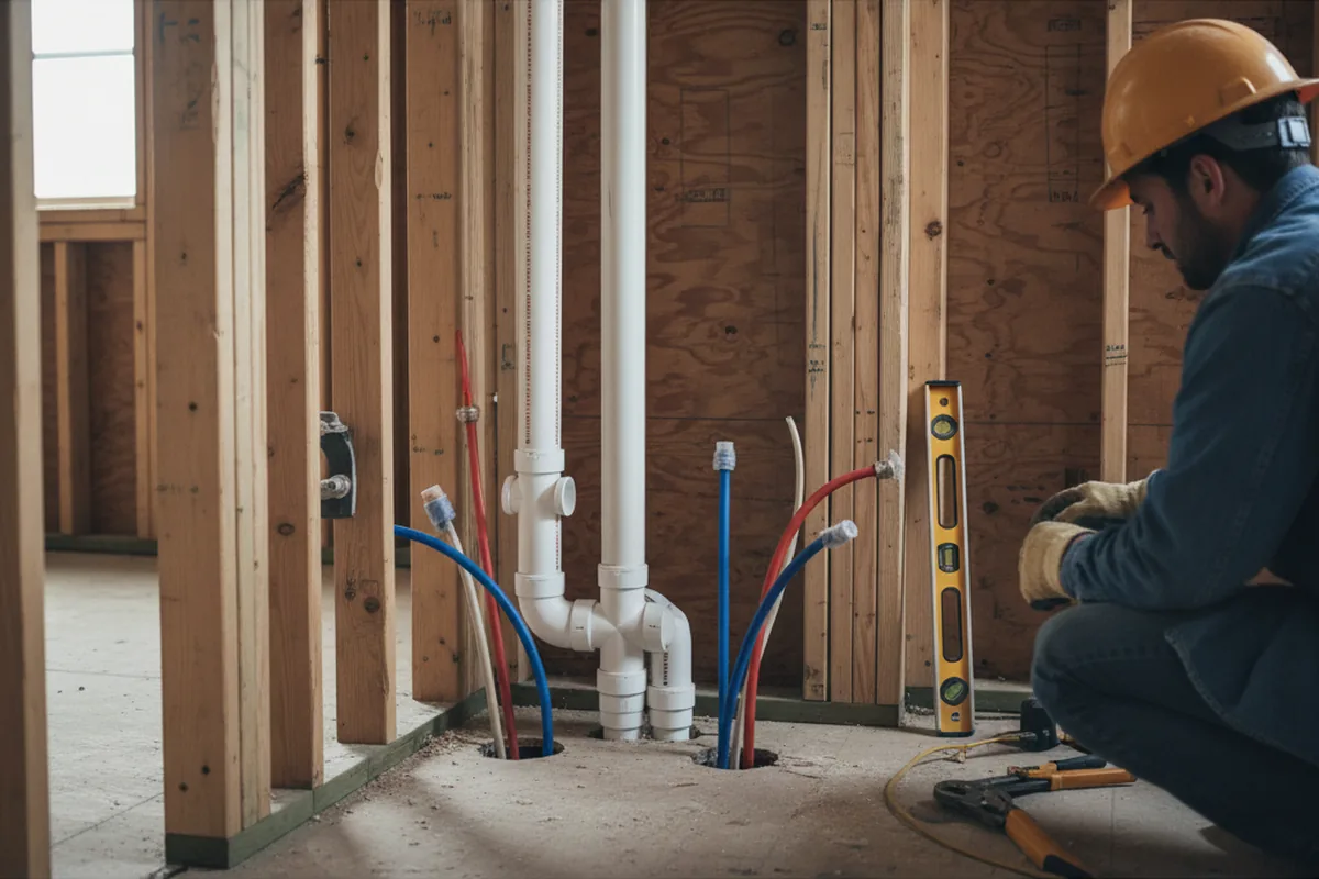 Drain and supply rough-in during Toilet Repair and Installation in Elm Mott